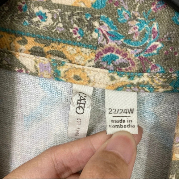 New Cato Multi Color Open Front Boho Soft Stretch Knit Cardigan size 22/24W - Picture 2 of 10